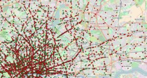 Injury and control sites in East London (from Stats19 and CYNEMON)